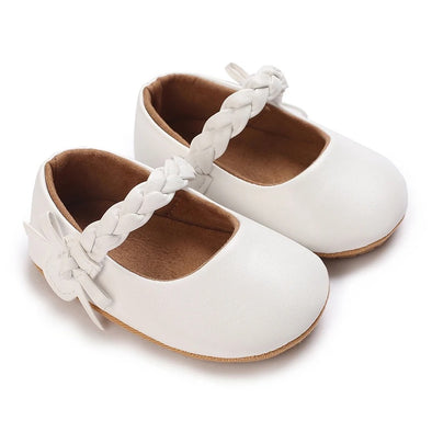 Braid Strap Baby Mary Janes -  White