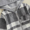 Toddler Hooded Plaid Zip-up Shirt