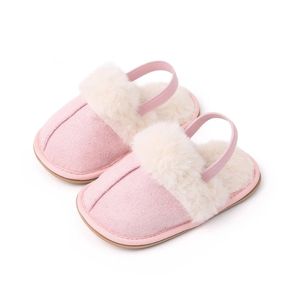 Baby Faux Suede Fur Slippers - Pink