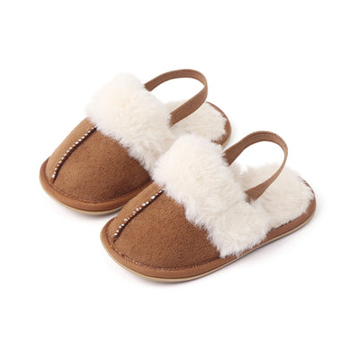 Baby Faux Suede Fur Slippers - Brown