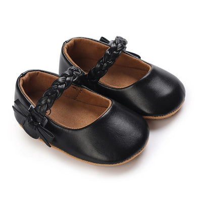 Braid Strap Baby Mary Janes -  Black