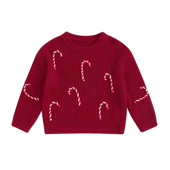 Candy Cane Baby Christmas Sweater - Red