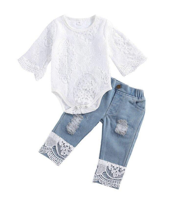 Lace Flare Denim Set - Urban Tots