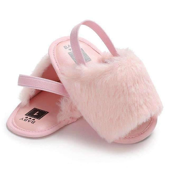 Fluffy Slides - Pink - Urban Tots